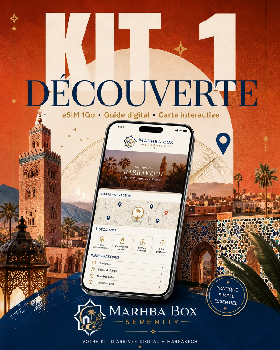 Kit Découverte Marhba Box Serenity avec eSIM 1 Go, guide digital et carte interactive